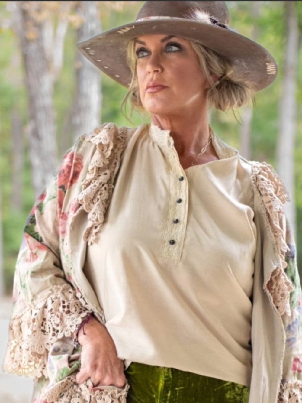 NEW Jaded Gypsy Moon Glow Tank - Cream - Henley Tank Top with Button Placket